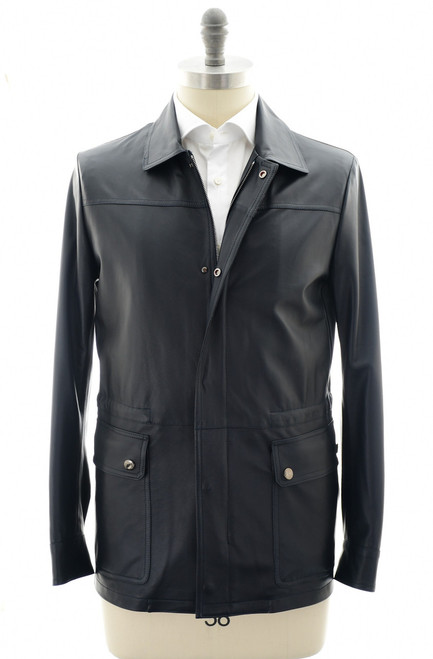 Kired Dark Blue Lambskin Leather Jacket Coat Yawal