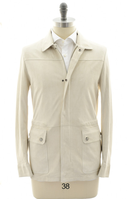 Kired Beige Lambskin Suede Leather Jacket Coat Yawal