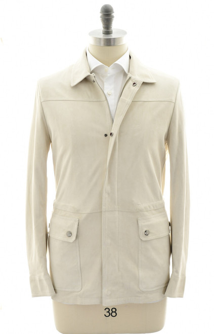 Kired Beige Lambskin Suede Leather Jacket Coat Yawal