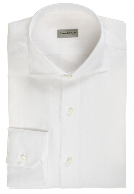 Sartorio Napoli White Linen Dress Shirt