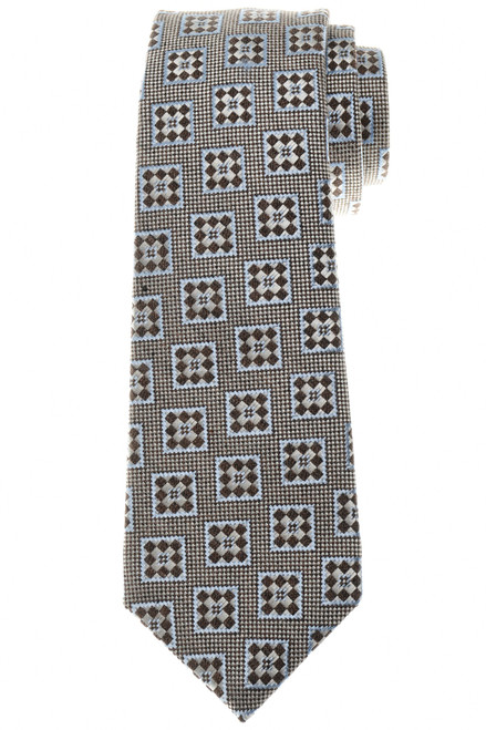 Kiton Napoli Blue Brown Medallion Silk Tie