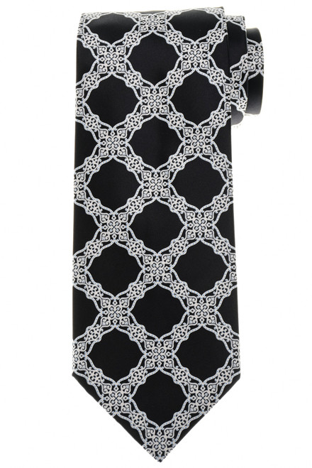 Stefano Ricci Luxury Collection Black Elegant Italian Garden Motif Hand Printed Silk Tie