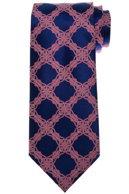Stefano Ricci Luxury Blue Red Elegant Italian Garden Motif Hand Printed Silk Tie