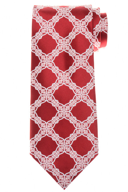 Stefano Ricci Luxury Collection Red Elegant Italian Garden Motif Hand Printed Silk Tie