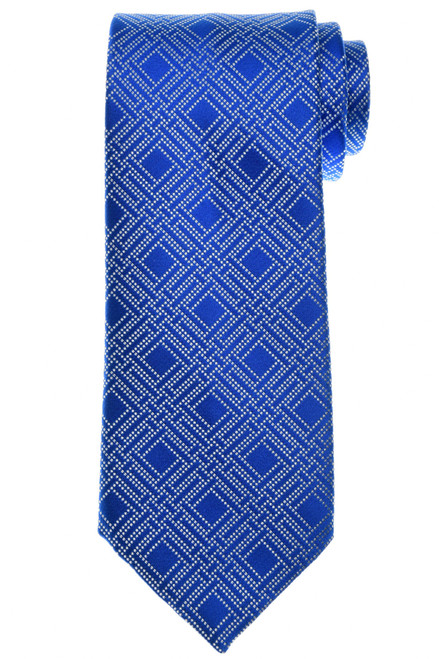 Stefano Ricci Luxury Collection Blue Square Garden Motif Woven Silk Tie