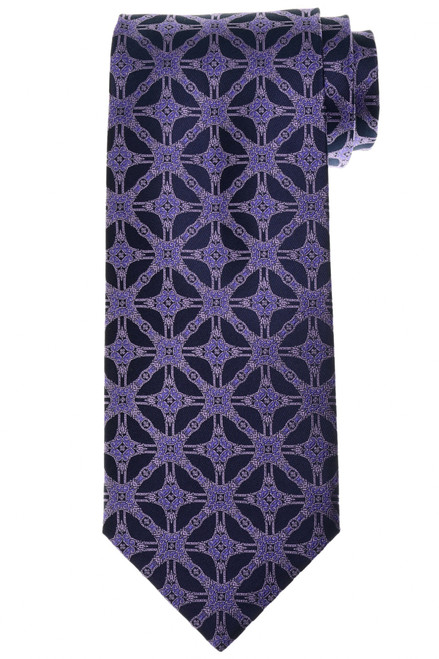 Stefano Ricci Luxury Collection Purple Square Garden Motif Woven Silk Tie