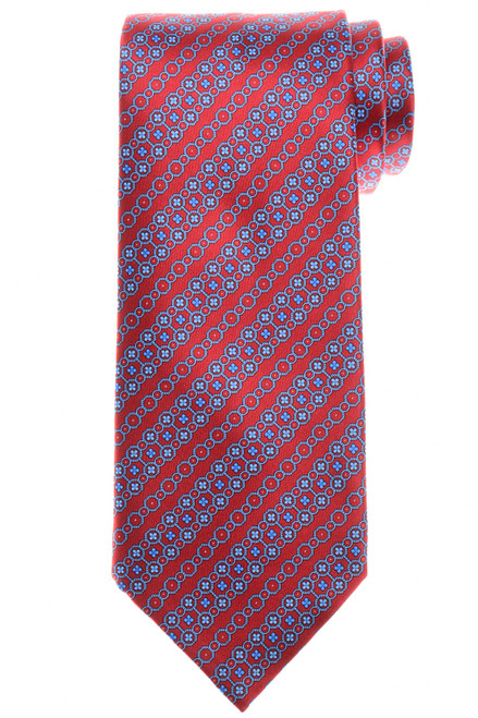 Stefano Ricci Luxury Collection Red Blue Italian Garden Stripe Hand Printed Silk Tie