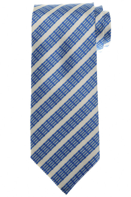Stefano Ricci Luxury Collection Blue Linear Stripe Motif Hand Printed Silk Tie