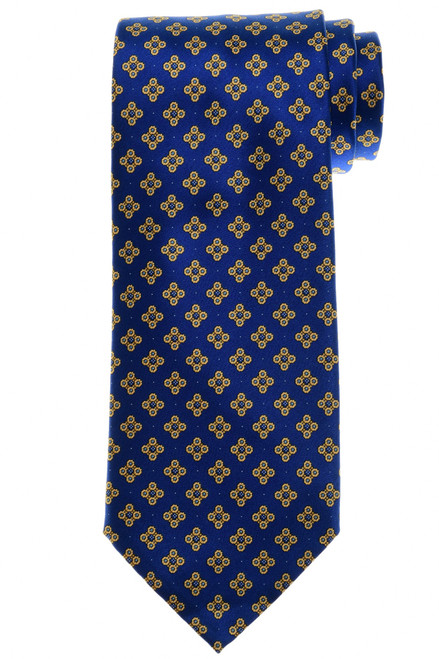 Stefano Ricci Blue Yellow Elegant Garden Motif Hand Printed Silk Tie