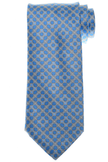 Stefano Ricci Luxury Collection Blue Italian Garden Motif Hand Printed Silk Tie