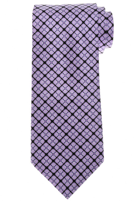 Stefano Ricci Luxury Collection Purple Black Italian Garden Motif Hand Printed Silk Tie