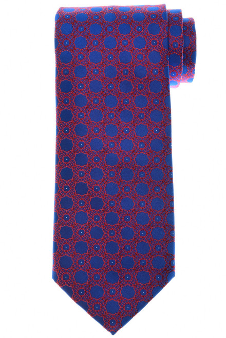 Stefano Ricci Luxury Collection Red Blue Elegant Garden Motif Woven Silk Tie