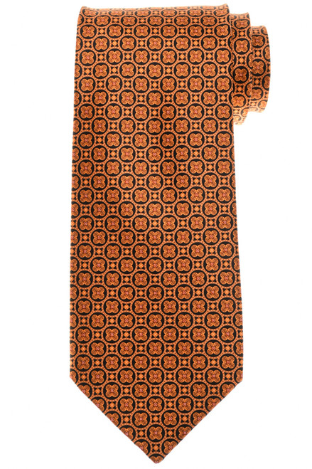 Stefano Ricci Orange Black Elegant Garden Motif Hand Printed Silk Tie