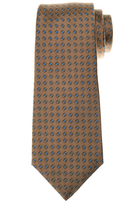 Kiton Napoli Brown Blue Dot Silk Tie