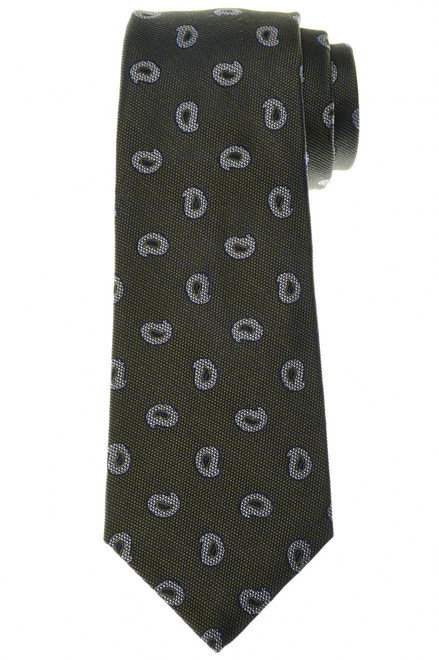 Kiton Napoli Green Gray Blue Paisley Silk Tie