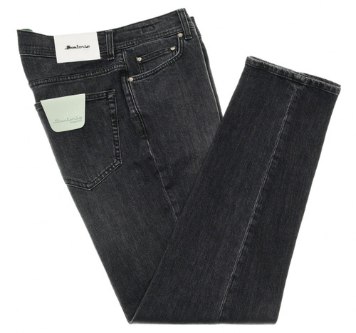 Sartorio Napoli Faded Black Cotton Denim Jeans