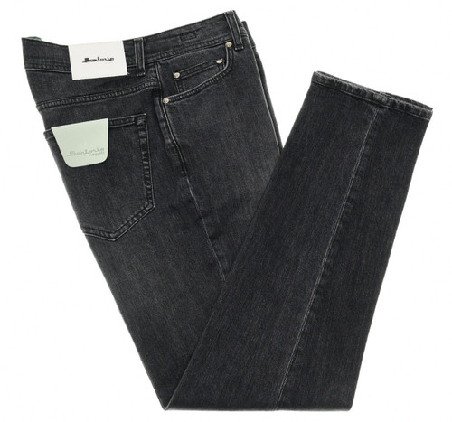 Sartorio Napoli Faded Black Cotton Denim Jeans