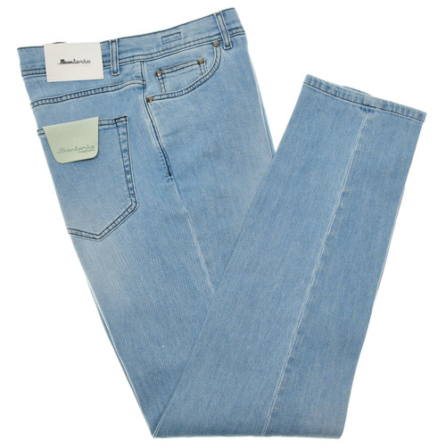 Sartorio Napoli Light Blue Cotton Stretch Denim Jeans