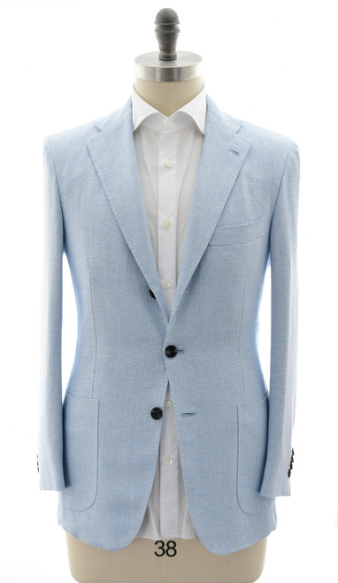 Kiton Light Blue Micro Cashmere Linen Sport Coat