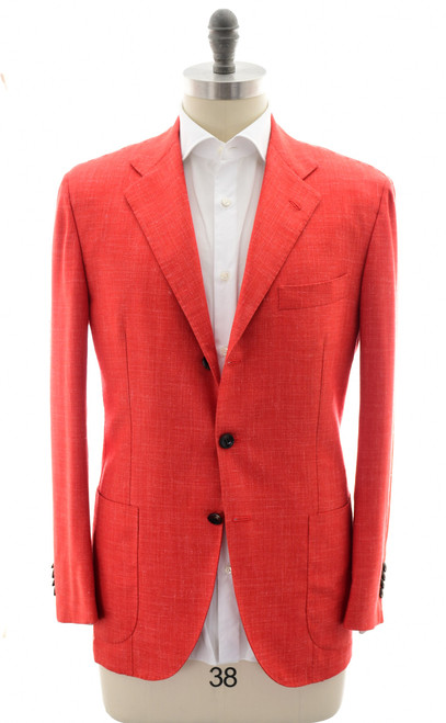 Kiton Napoli Coral Red Cashmere Wool Silk Linen LASA Sport Coat