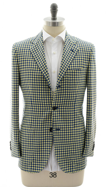 Kiton Napoli Yellow Blue Check Cashmere LASA Sport Coat