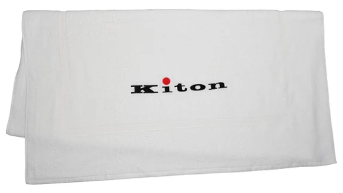 Kiton Beach Towel Blanket White With Black Logo Cotton