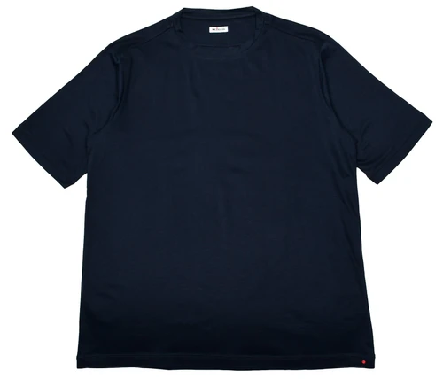 Kiton Napoli Dark Navy Blue Solid Cotton T-Shirt