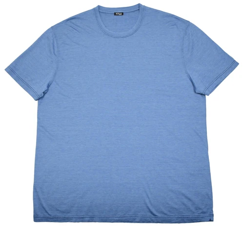 Kiton Napoli Blue Solid Silk Cotton T-Shirt