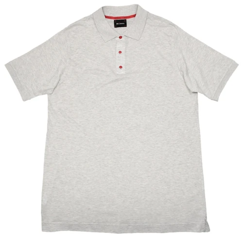 Kiton Napoli Heather Gray Fine Cotton Pique Snap Polo
