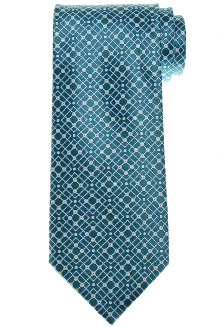Stefano Ricci Green Blue Stunning Square Garden Motif Hand Printed Silk Tie