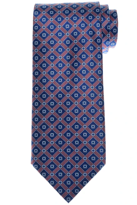 Stefano Ricci Red Blue Exquisite Italian Garden Motif Hand Printed Silk Tie