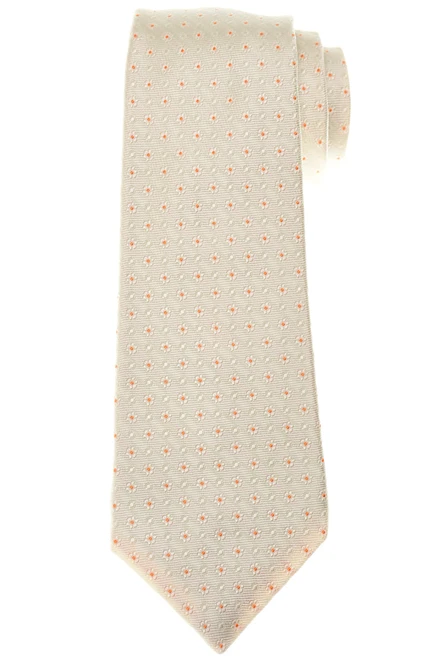 Kiton Napoli Pearl Gray Orange Flower Silk Tie