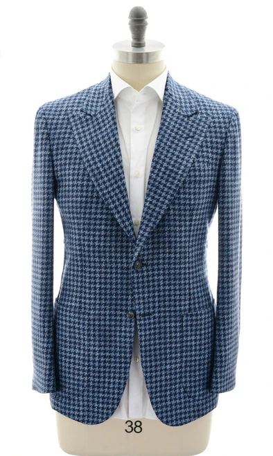 Sartorio Napoli Blue Check Virgin Wool Silk Cotton Polyamide Sport Coat