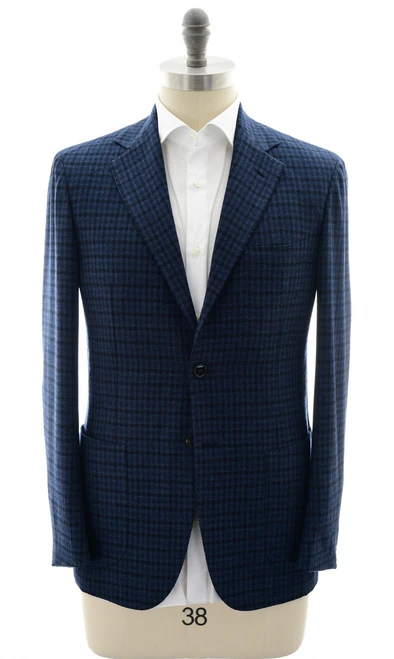 Sartorio Napoli Blue Check Virgin Wool Sport Coat