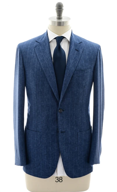 Sartorio Napoli Blue Stripe 100% Virgin Wool Suit