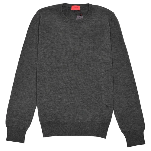 Isaia Napoli Gray Sweater Crewneck Fine Wool Knit