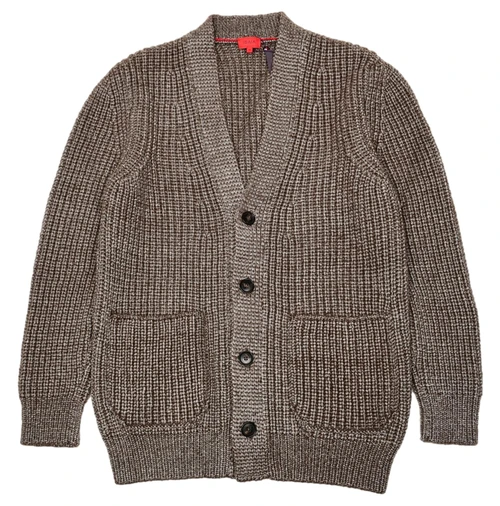 Isaia Napoli Brown Sweater Cardigan Cashmere Silk Soft Knit