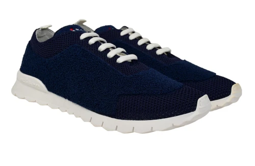 Kiton Napoli WOLW Blue Wool Polyester Sneakers Shoes