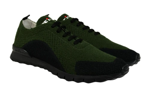 Kiton Napoli FITB Green Black Polyester Polyamide Wool Sneakers Shoes