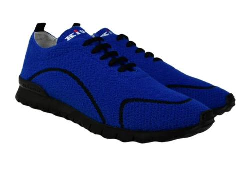 Kiton Napoli FITB Blue Black Polyester Polyamide Wool Sneakers Shoes