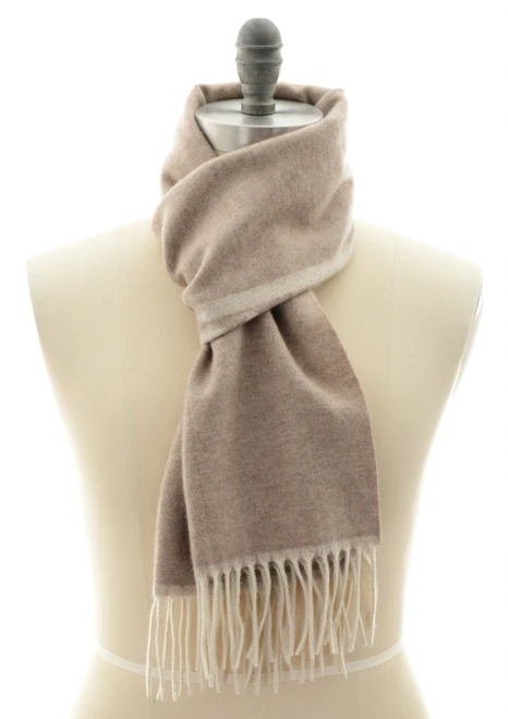 Kiton Scarf Cashmere Brown Large Script Logo
