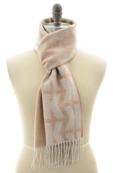Kiton Scarf Cashmere Brown Beige K Logo