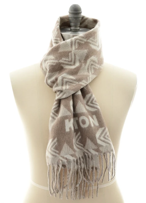 Kiton Scarf Cashmere Brown Beige Geometric