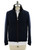 Kired Navy Blue Cashmere Mink Lined Bomber Jacket Coat