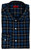 Isaia Napoli Mix Sport Shirt Navy Blue White Plaid Cotton Spread Collar