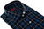 Isaia Napoli Mix Sport Shirt Navy Blue White Plaid Cotton Spread Collar