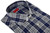 Isaia Napoli Mix Dress Shirt Dark Blue Gray Plaid Cotton Spread Collar