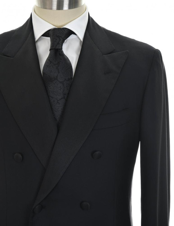 Kiton Tuxedo Suit DB 14 Micron 180's Wool Size 42 Black