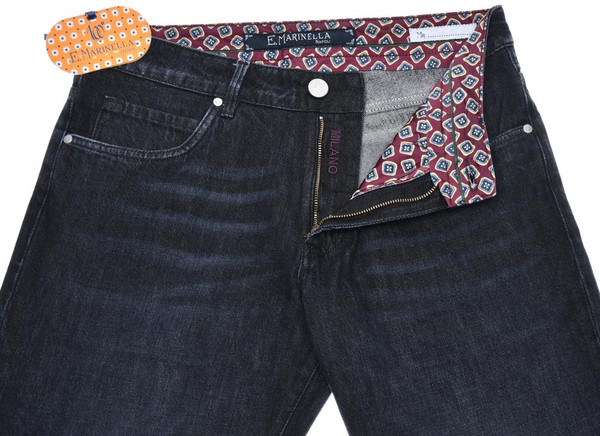 E. Marinella Napoli Jeans 'Milano' Cotton Size 34 Black