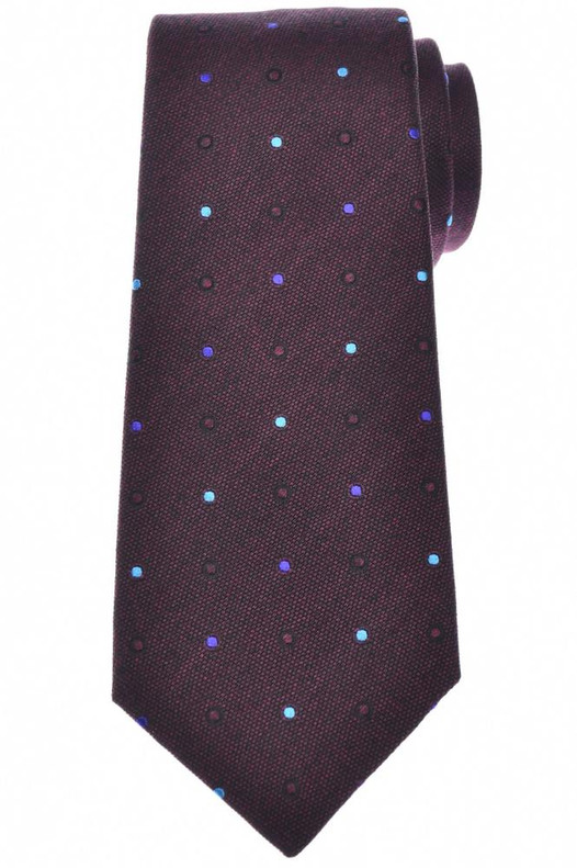 Kiton Napoli Silk Tie Burgundy Blue Dot